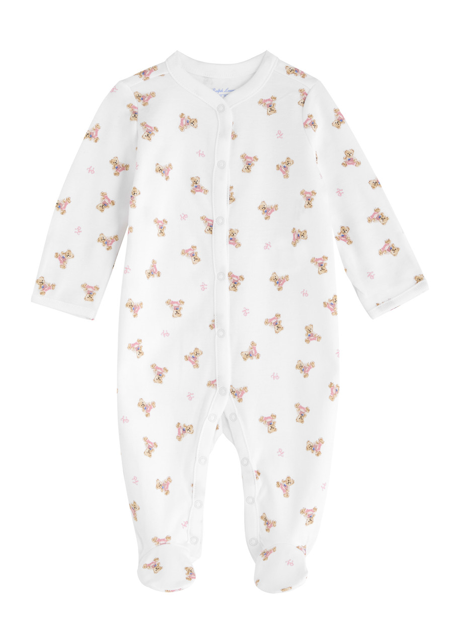 Polo Ralph Lauren Kids Bear-print Cotton Babygrow - White - 9 Months (9 Months)