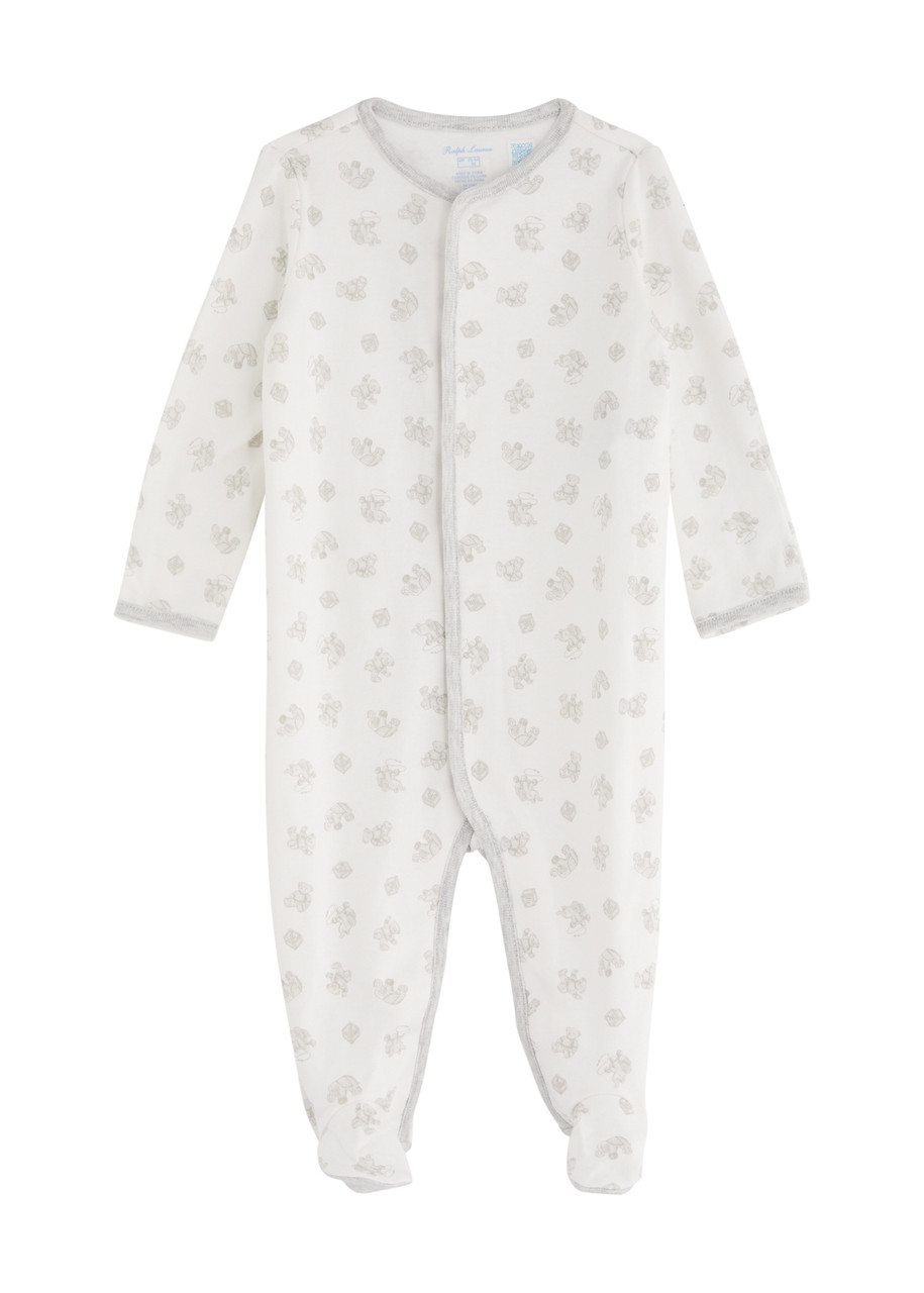 Polo Ralph Lauren Kids Printed Cotton Babygrow - White - New Born (newborn)