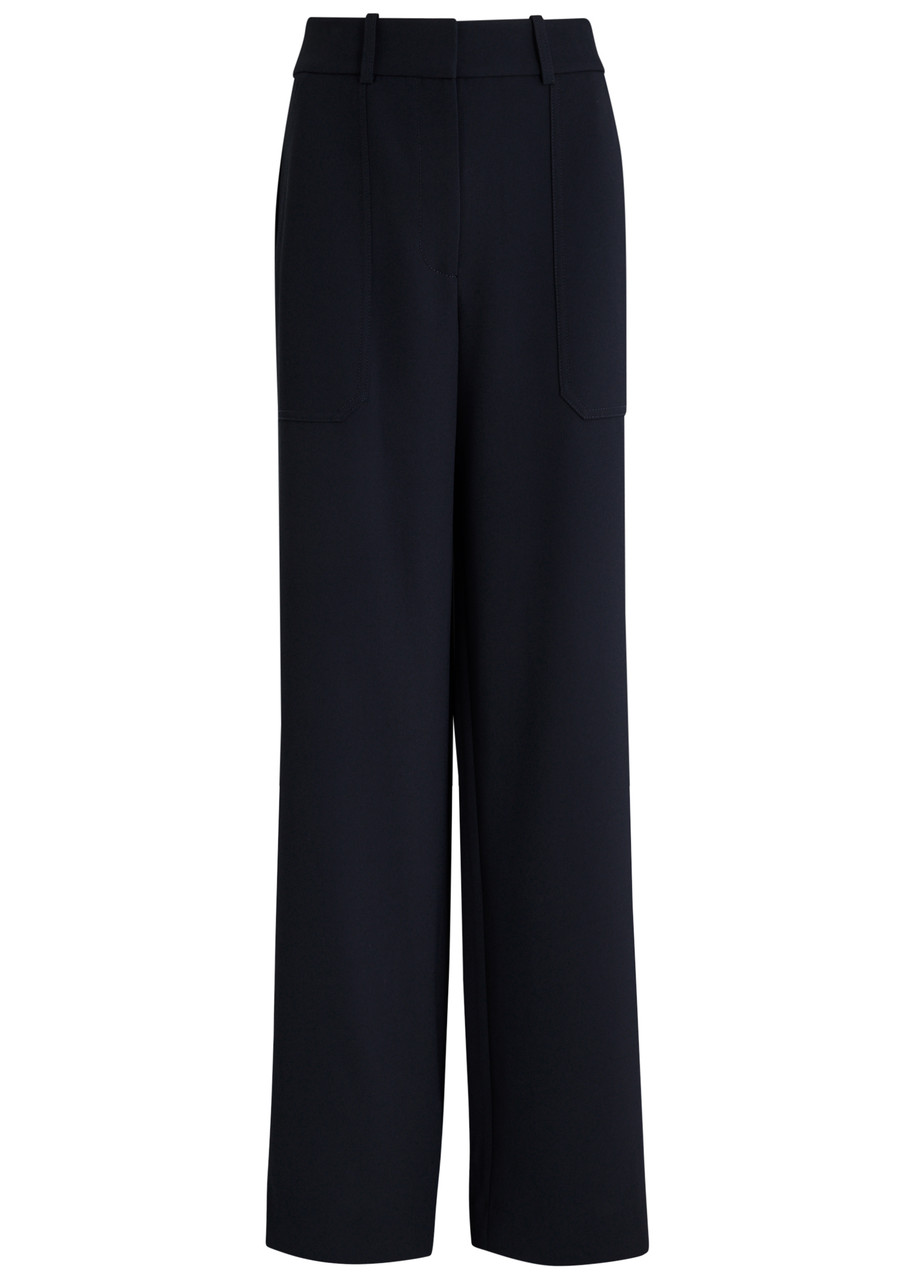 Veronica Beard Cole Straight-leg Twill Trousers In Navy