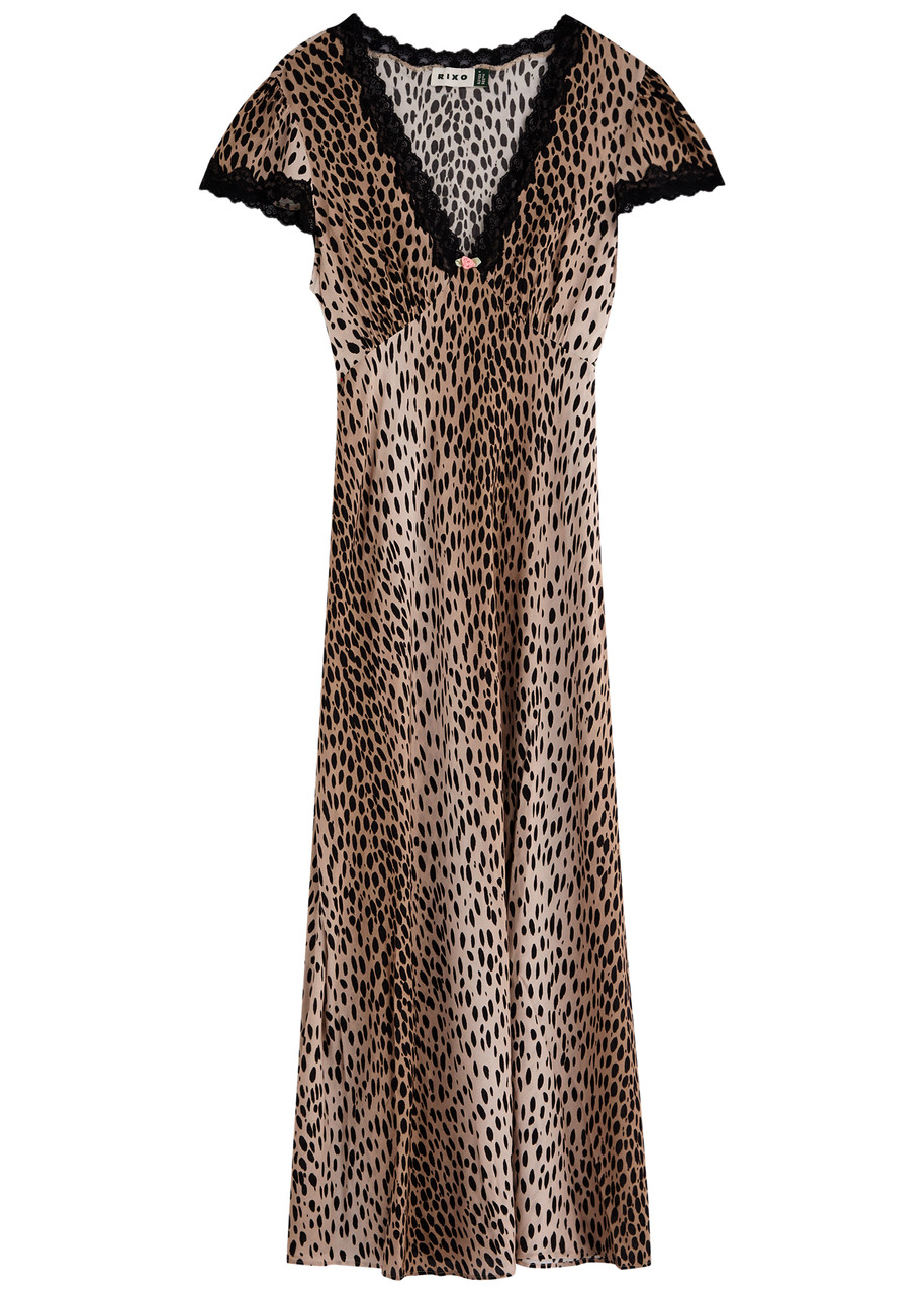 Rixo Clarice Printed Midi Dress - Leopard - Xxs (UK4 /xxs)