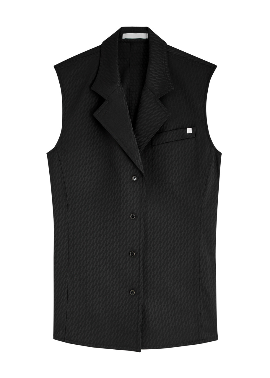 Helmut Lang Modest Logo Jacquard Vest In Black