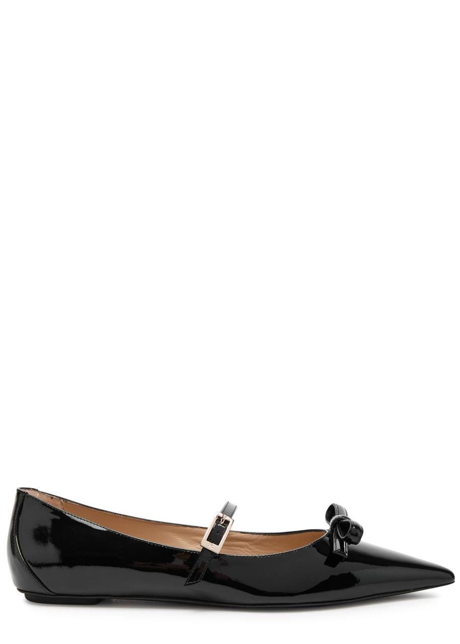 Stuart Weitzman Felicity Bow Ballerinas In Black