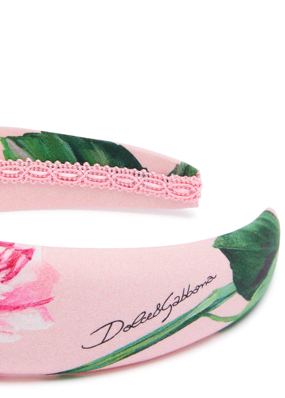 Dolce & Gabbana Kids Floral-print Cotton Headband In Pink