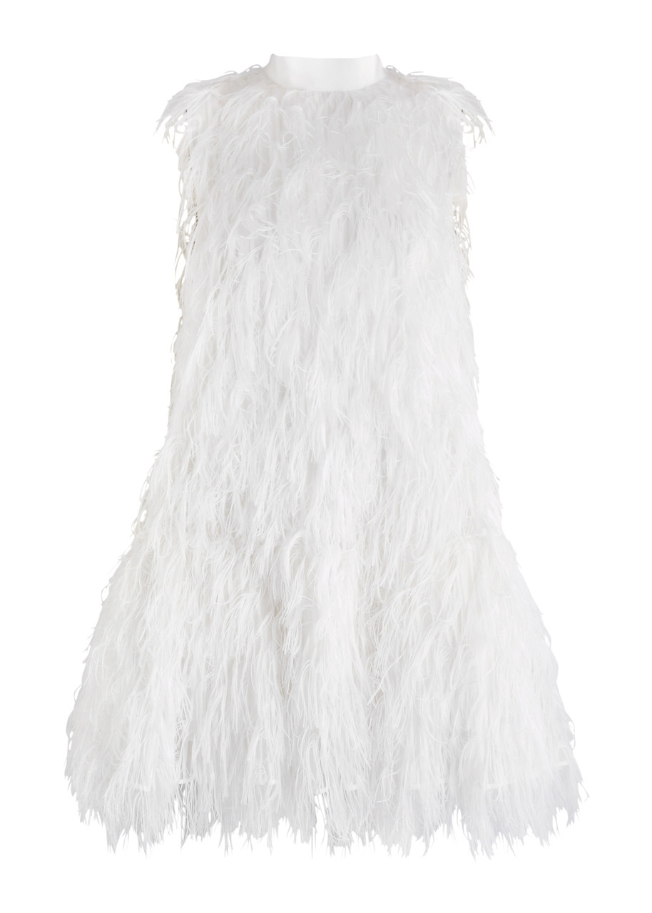 Roksanda Odette Fringed Silk-chiffon Mini Dress In Ivory