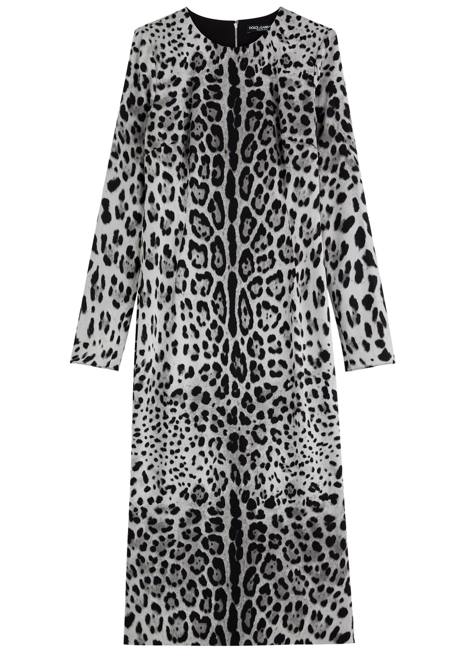 Dolce & Gabbana Leopard-print Stretch-silk Midi Dress In Multi Animal