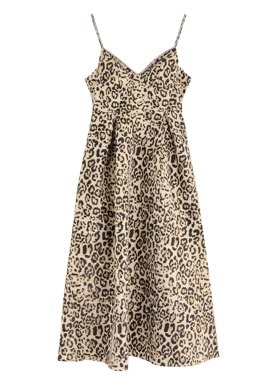 Sister Jane Gilded Leopard-jacquard Midi Dress