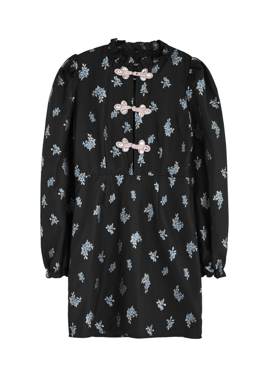 Sister Jane Onyx Floral-jacquard Mini Dress - Blue - 10 (UK10 / S)