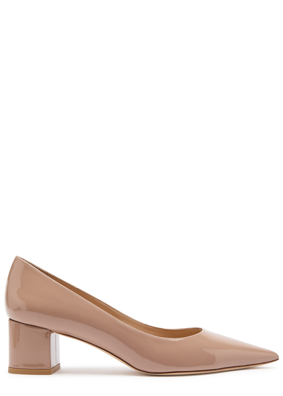 Stuart Weitzman Stuart Power 50 Patent Leather Pumps - Nude