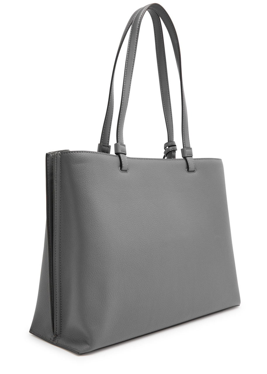 Dkny Alya Grained Leather Tote In Dark Grey