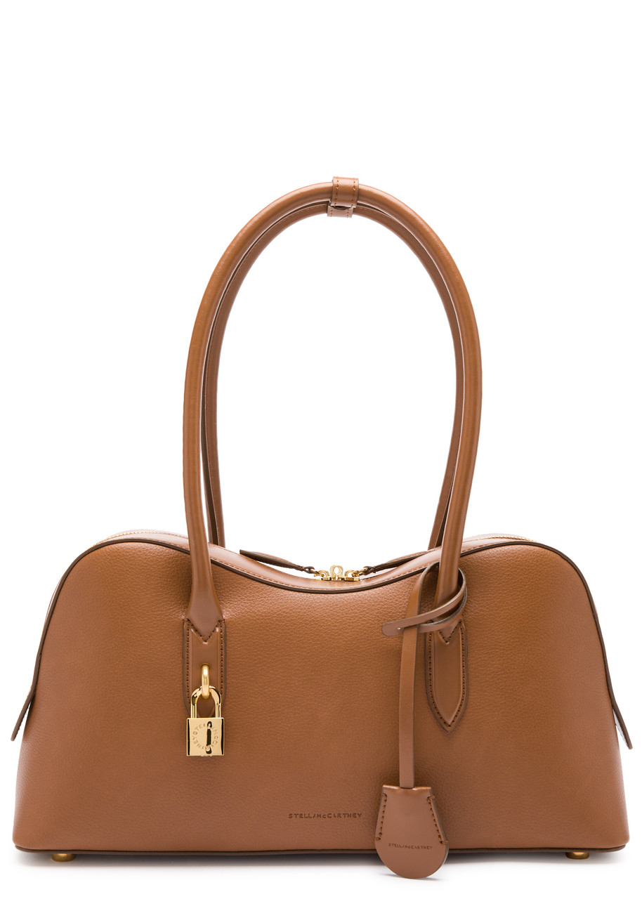 Stella Mccartney Medium Structured Shoulder Bag With Top Handles In Brown