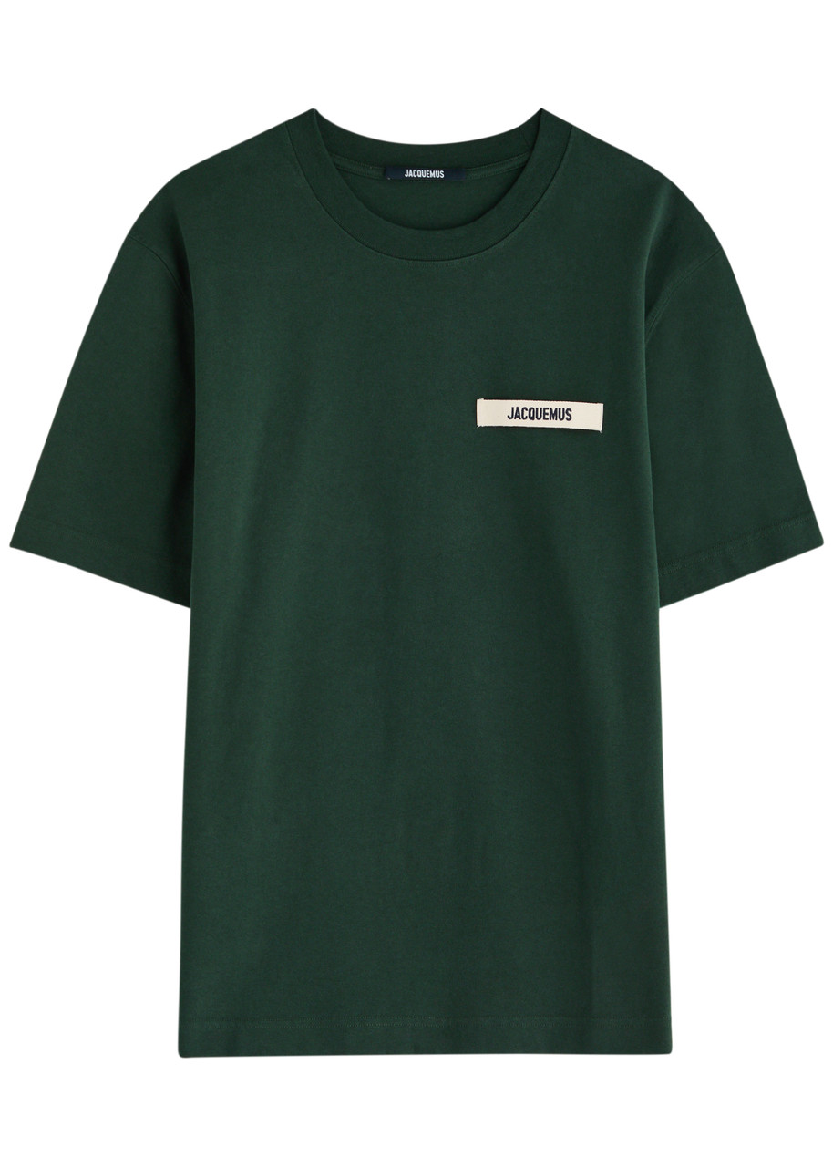 Jacquemus Mens Le Tshirt Gros Grain Brand-patch Regular-fit Cotton-jersey T-shirt Dark Green In Dark Green