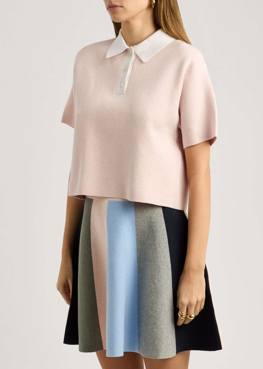 Jw Anderson Cropped Knitted Polo Top In Light Pink