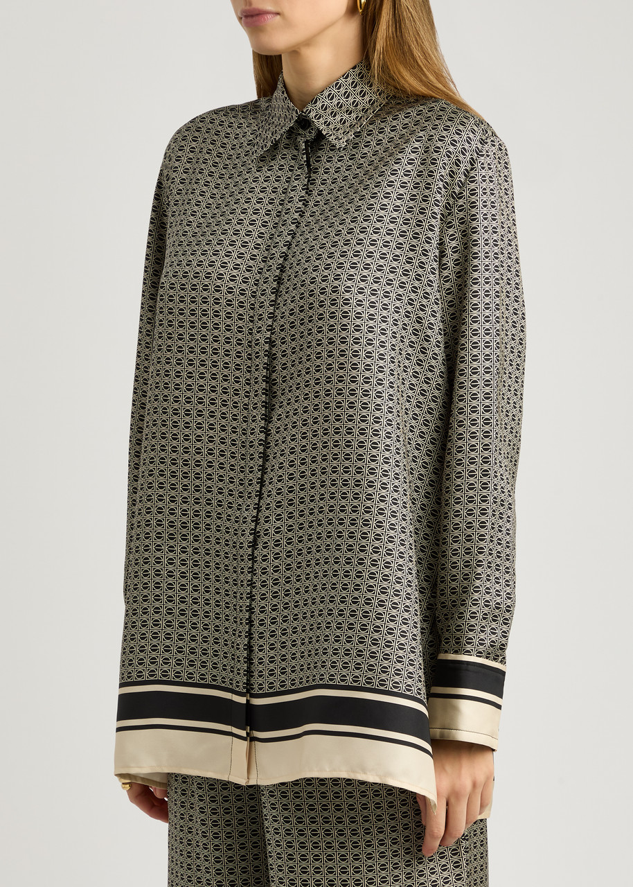 Esse Studios Signat Monogram Silk Shirt In Black