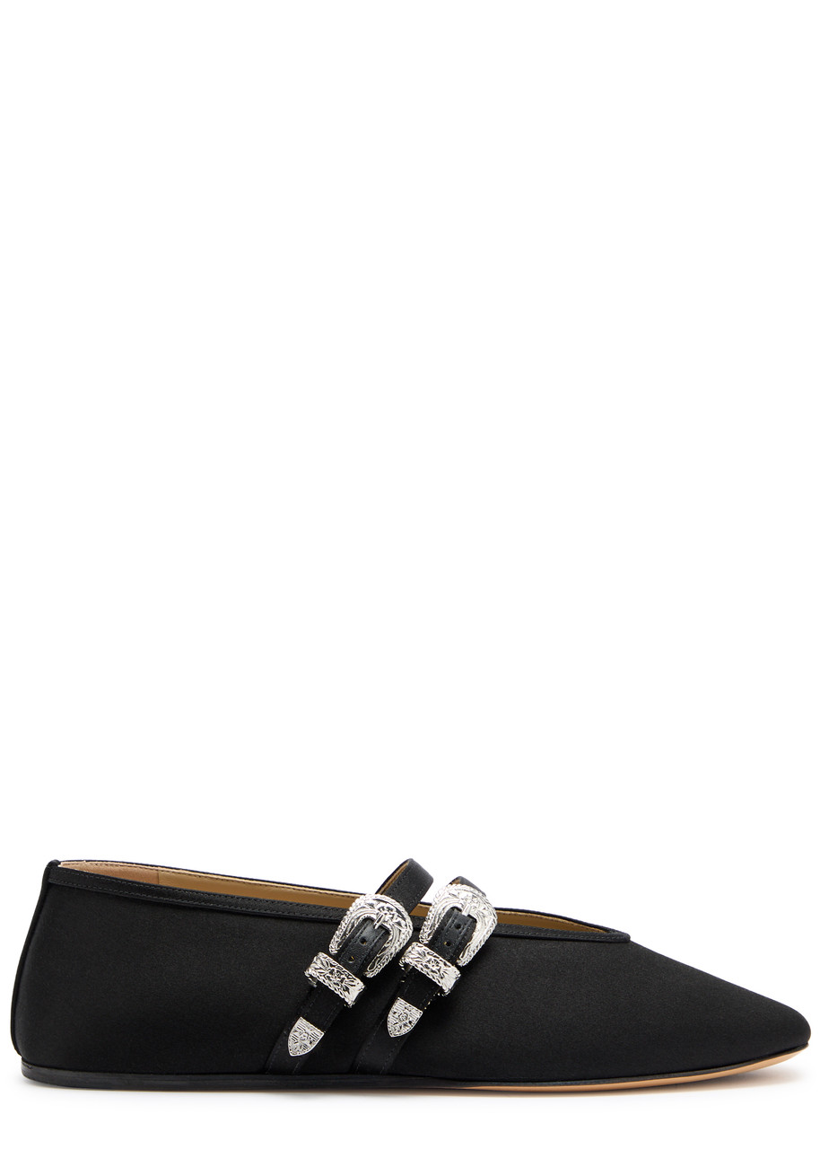 Shop Le Monde Beryl Claudia Satin Ballet Flats In Black