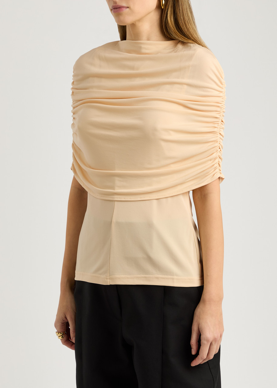 Esse Studios Bonachi Cape-effect Jersey Top In Cream