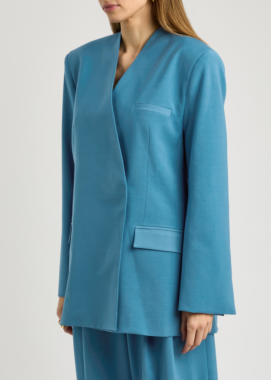 Esse Studios Homme Double-breasted Woven Blazer In Blue
