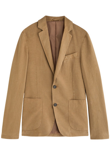 Shop Officine Generale Officine Générale Nehemiah Woven Blazer In Brown