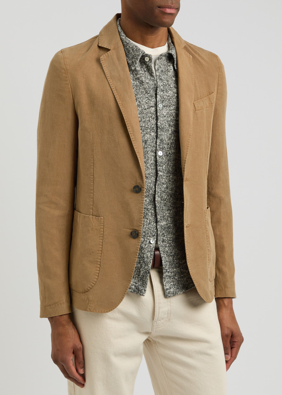 Shop Officine Generale Officine Générale Nehemiah Woven Blazer In Brown