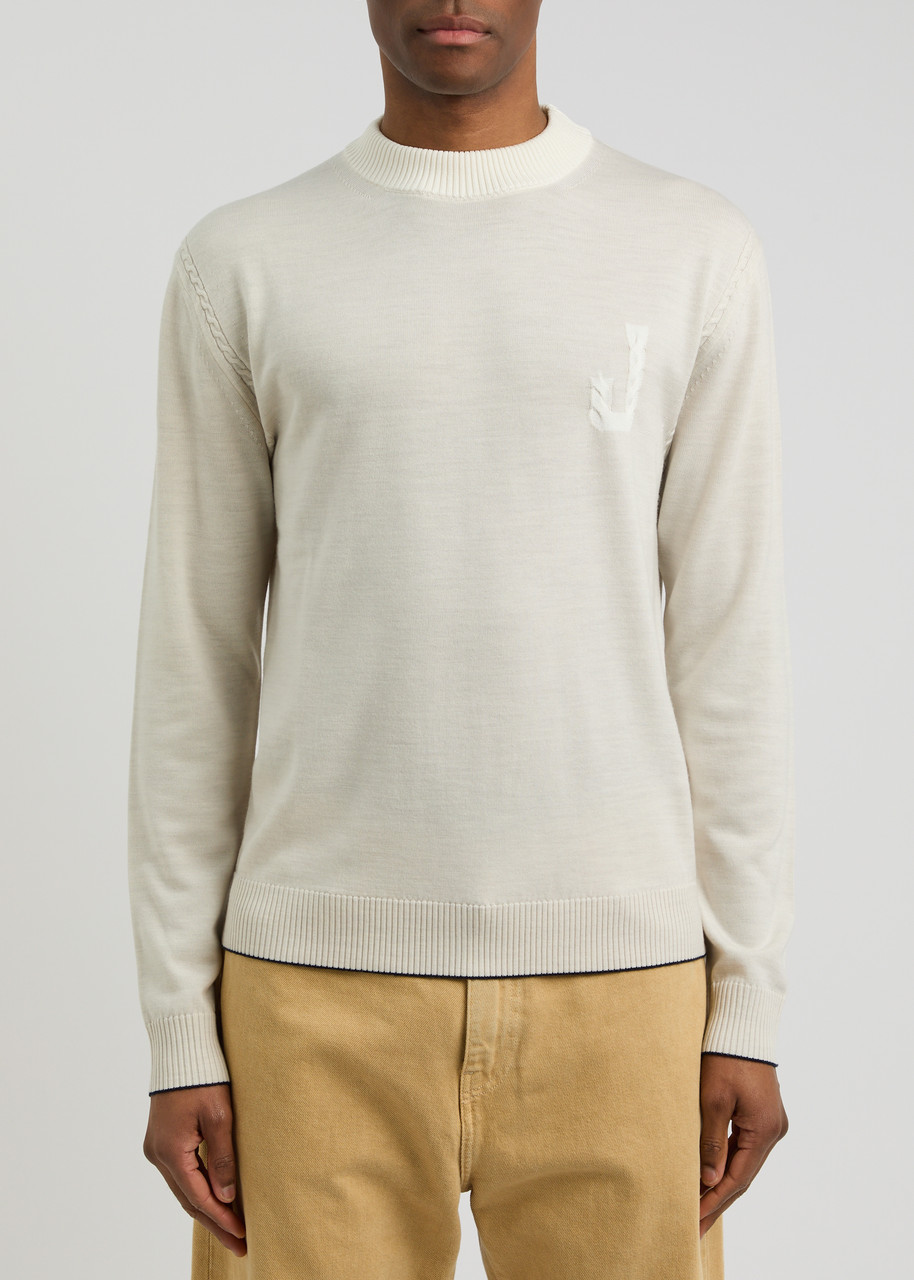 Jacquemus La Maille Tricot Wool-blend Jumper In Beige