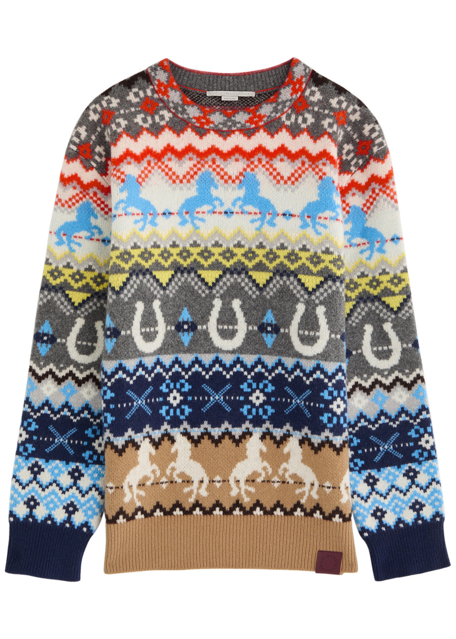 Stella Mccartney Fair Isle Intarsia Wool Jumper In Multicoloured 1