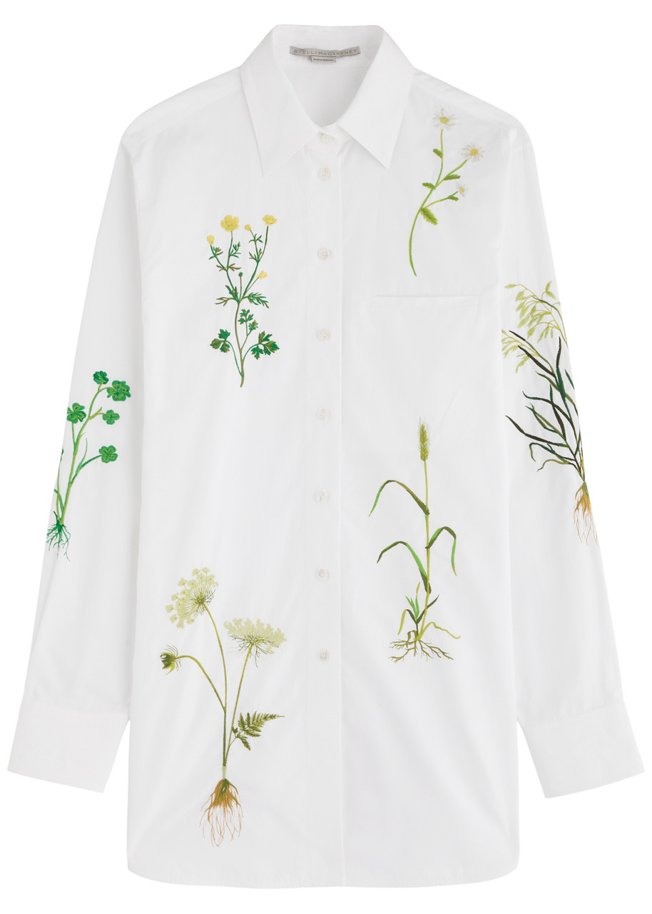 Stella Mccartney Floral-embroidered Cotton Shirt - White - 40 (UK8 / S)