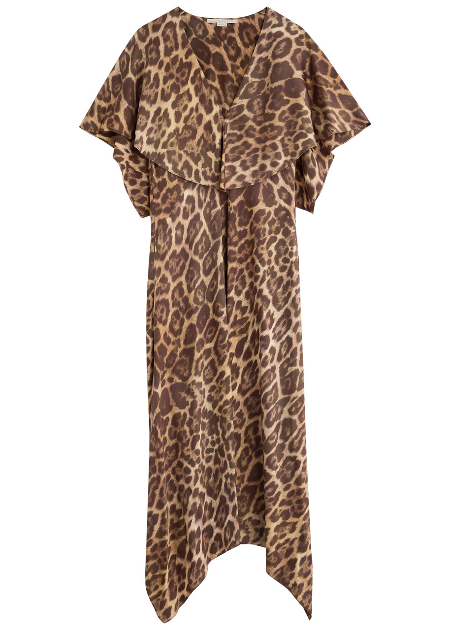 Stella Mccartney Leopard-print Satin Midi Dress In Multi Animal