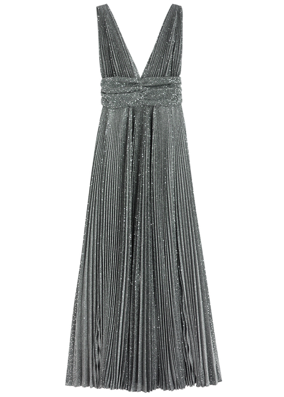 Dolce & Gabbana Sequin-embellished Pleated Lamé Gown - Grey - 44 (UK12 / M)