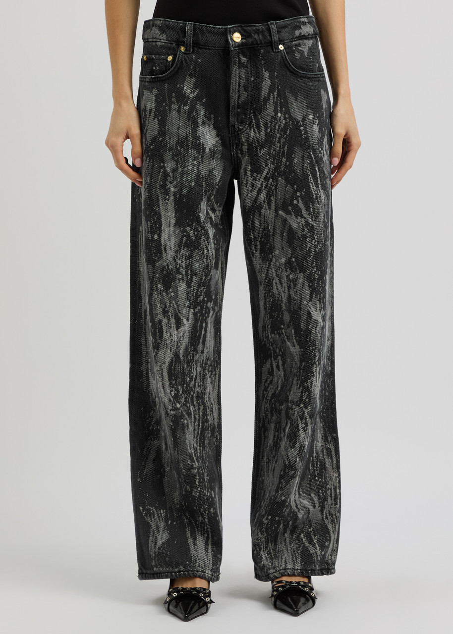 GANNI GANNI PAINT-SPLATTER STRAIGHT-LEG JEANS