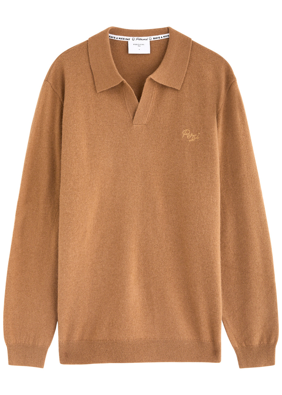 Percival Network Wool-blend Polo Jumper - Orange - M