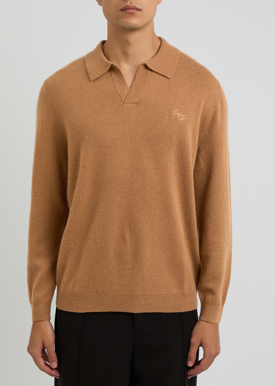  Percival Network Wool-blend Polo Jumper - Orange - S 