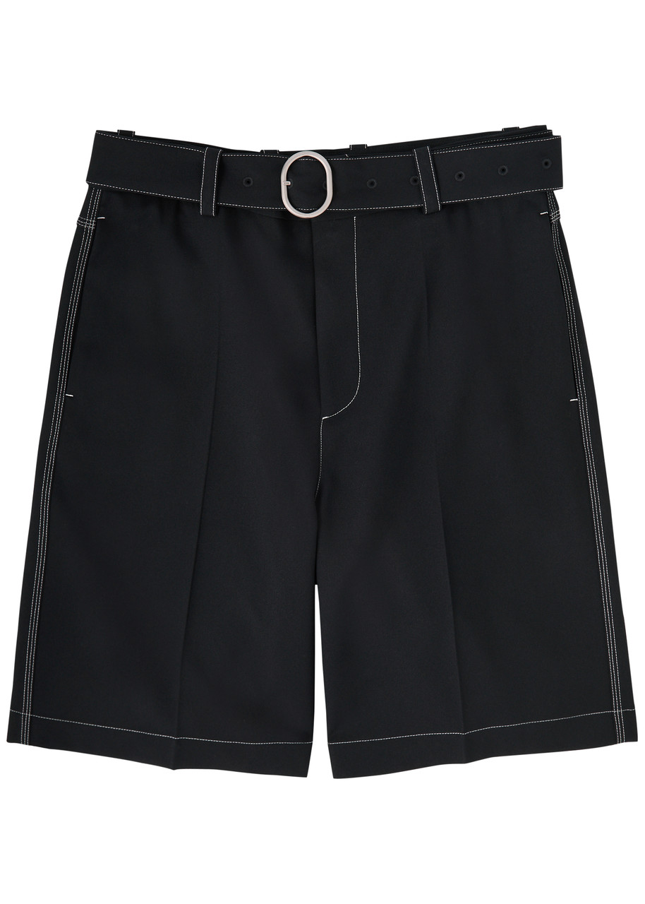 Jil Sander Contrast-stitch Twill Shorts - Navy - 50 (IT50 / L)