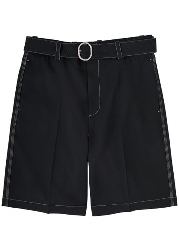 Jil Sander Contrast-stitch Twill Shorts In Navy