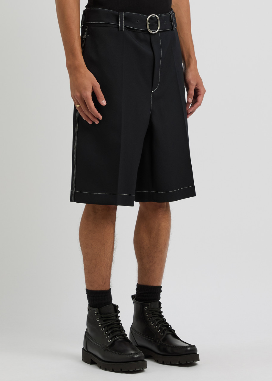 Jil Sander Contrast-stitch Twill Shorts In Navy