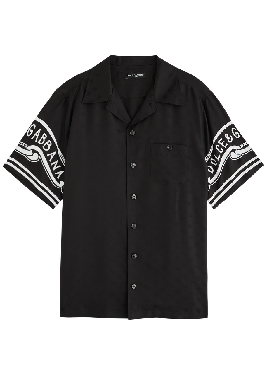 Dolce & Gabbana Logo-print Silk-satin Shirt - Black - 40 (C15.75 / M)
