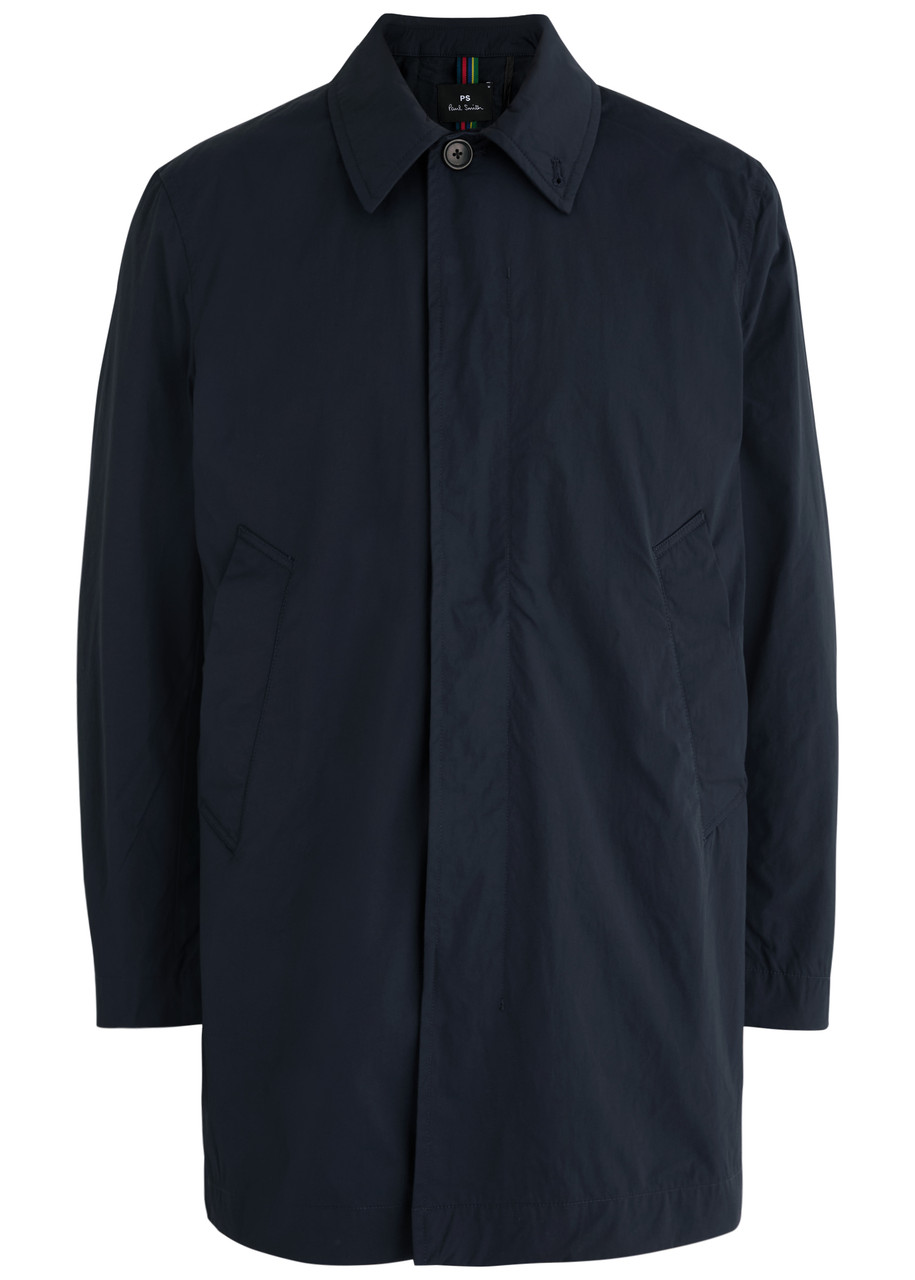 Ps By Paul Smith Single-breasted Cotton-blend Coat In Navy