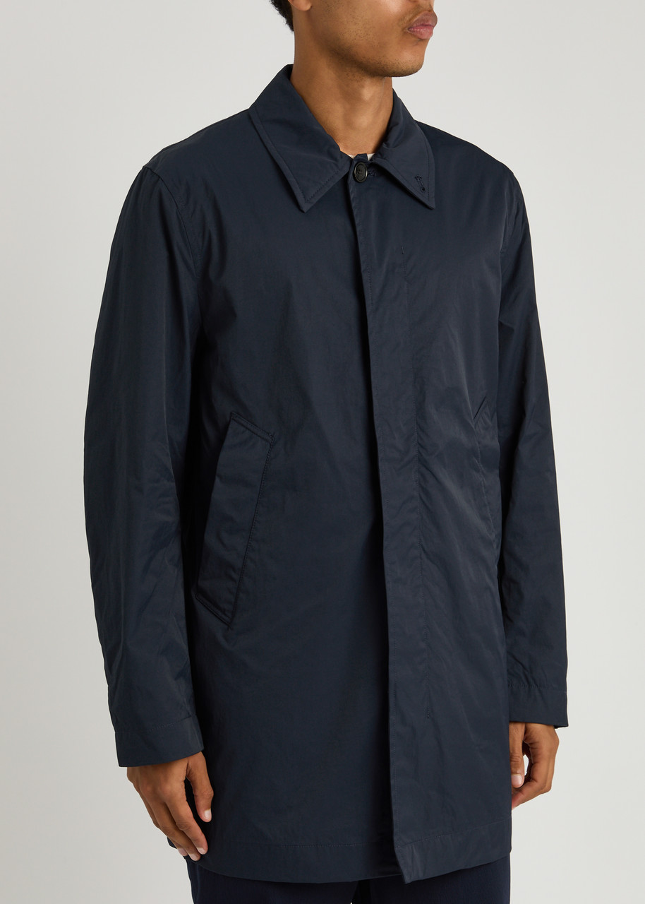 Ps By Paul Smith Single-breasted Cotton-blend Coat In Navy