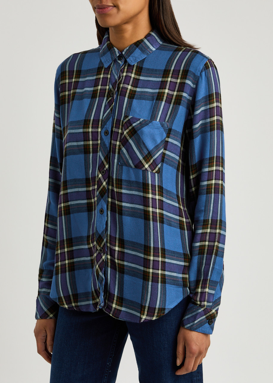  Rails Hunter Checked Rayon Shirt - Dark Blue - M (uk12 / M) 