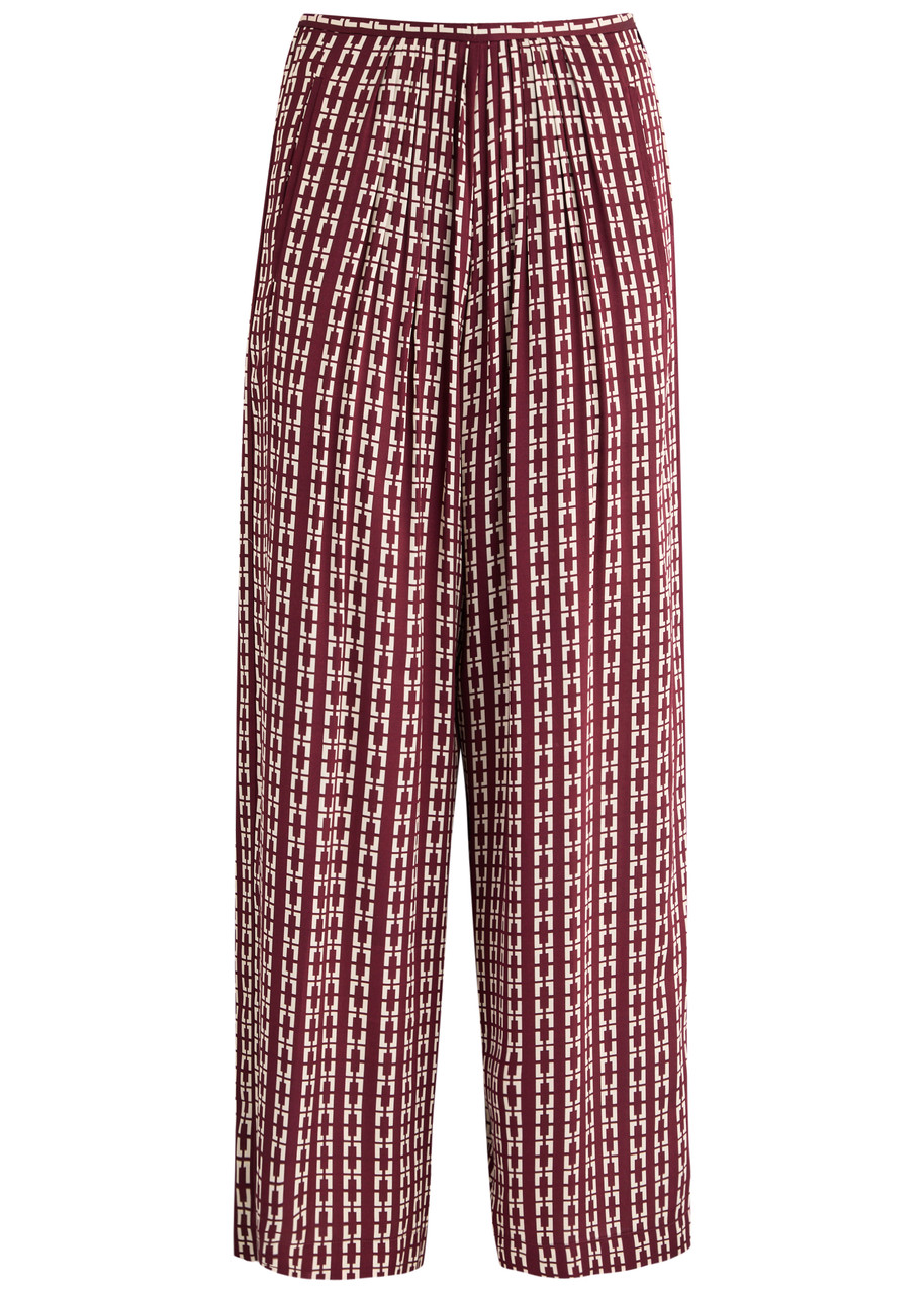Shop Forte Forte Forte_forte Printed Wide-leg Satin Trousers In Burgundy