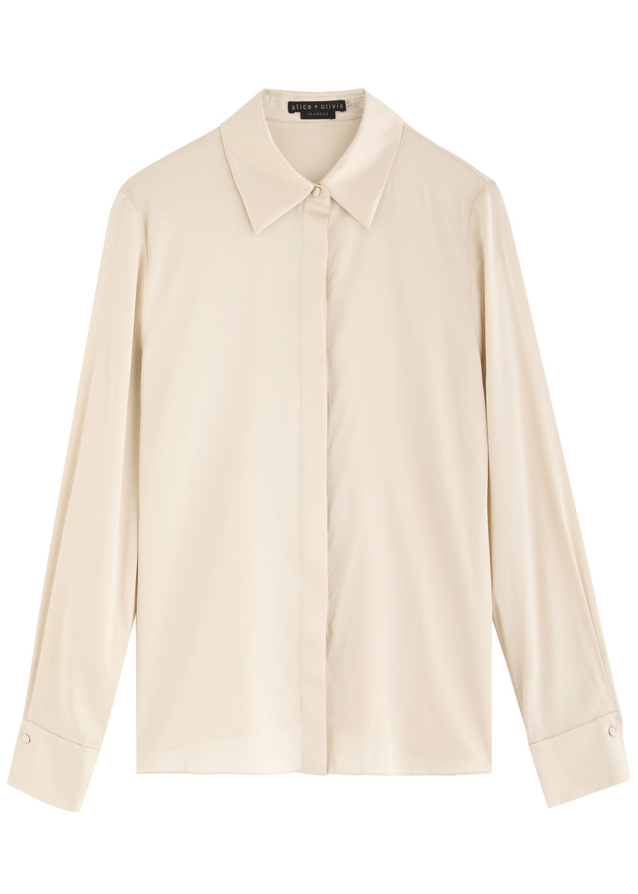 Alice And Olivia Alice + Olivia Brady Stretch-silk Shirt In Cream