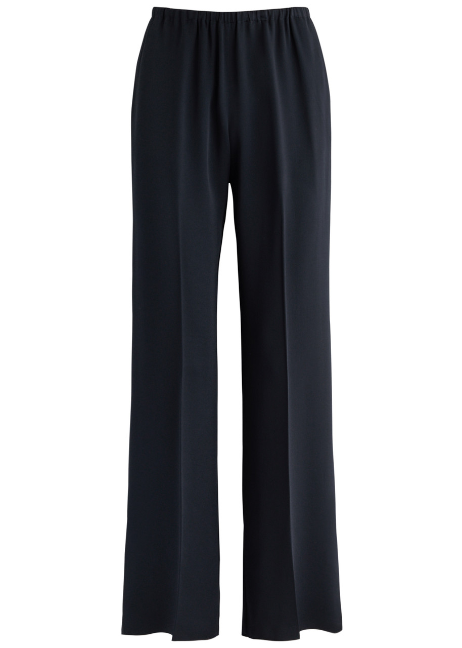 Forte Forte Forte_forte Straight-leg Satin Trousers In Dark Navy