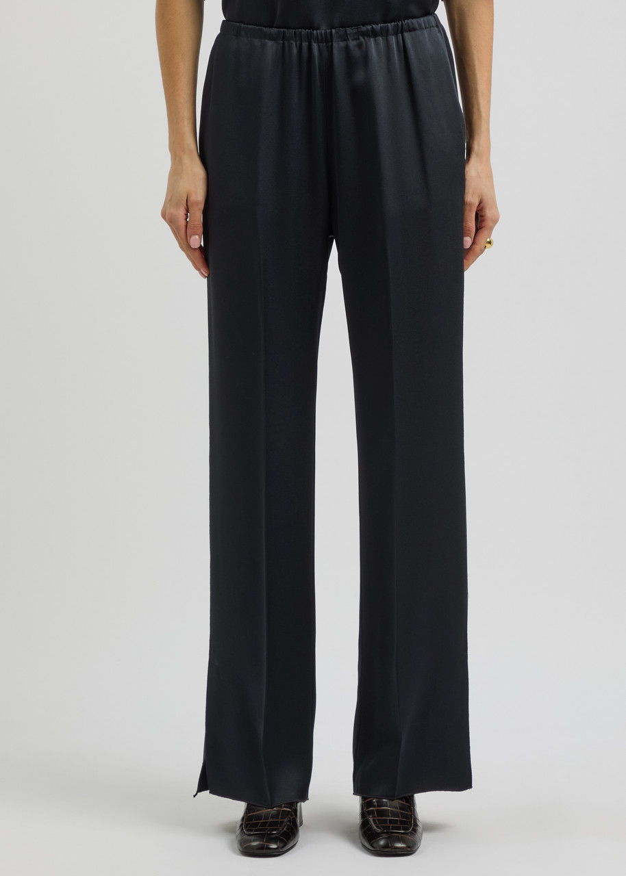 Forte Forte Forte_forte Straight-leg Satin Trousers In Dark Navy