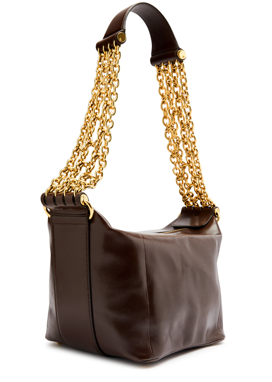 Chloé Chloe Glossed Leather Camera Bag In Dark Brown