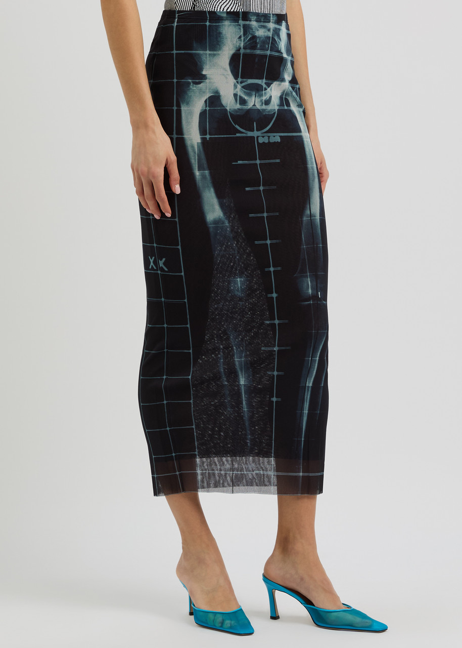 Jean Paul Gaultier Gonna Lunga Con Stampa Squeletor In Black