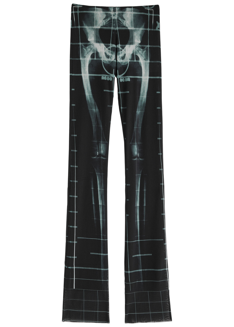 Jean Paul Gaultier Sheer Tulle Trousers X-ray Print In Black