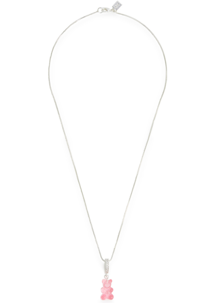 Crystal Haze Nostalgia Bear Silver-plated Necklace - Light Pink - One Size