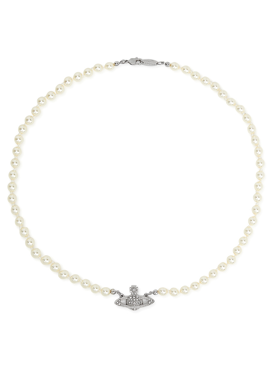 Vivienne Westwood Mini Bas Relief Faux Pearl Necklace - One Size