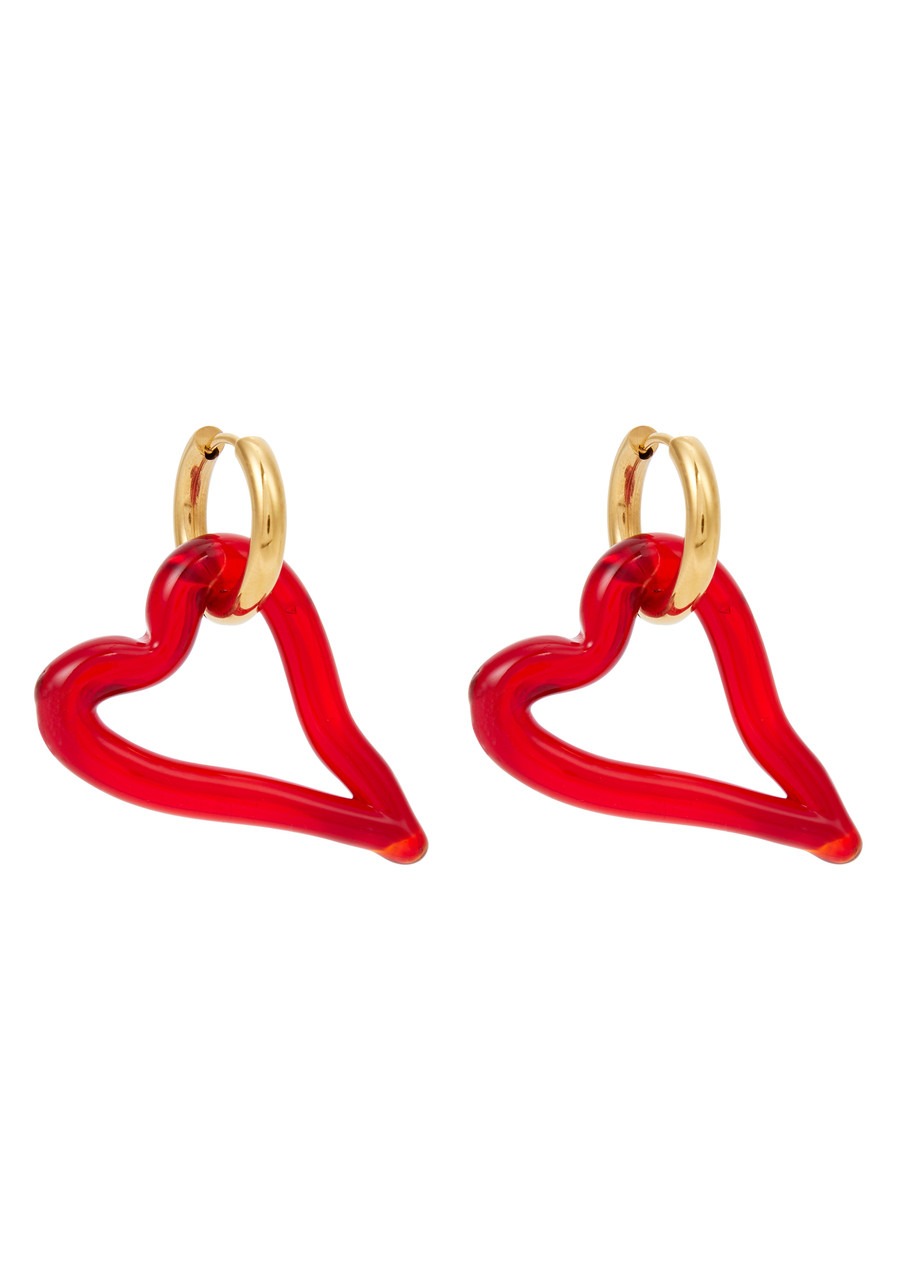 Sandralexandra Mini Luna 24kt Gold-plated Hoop Earrings - Red - One Size
