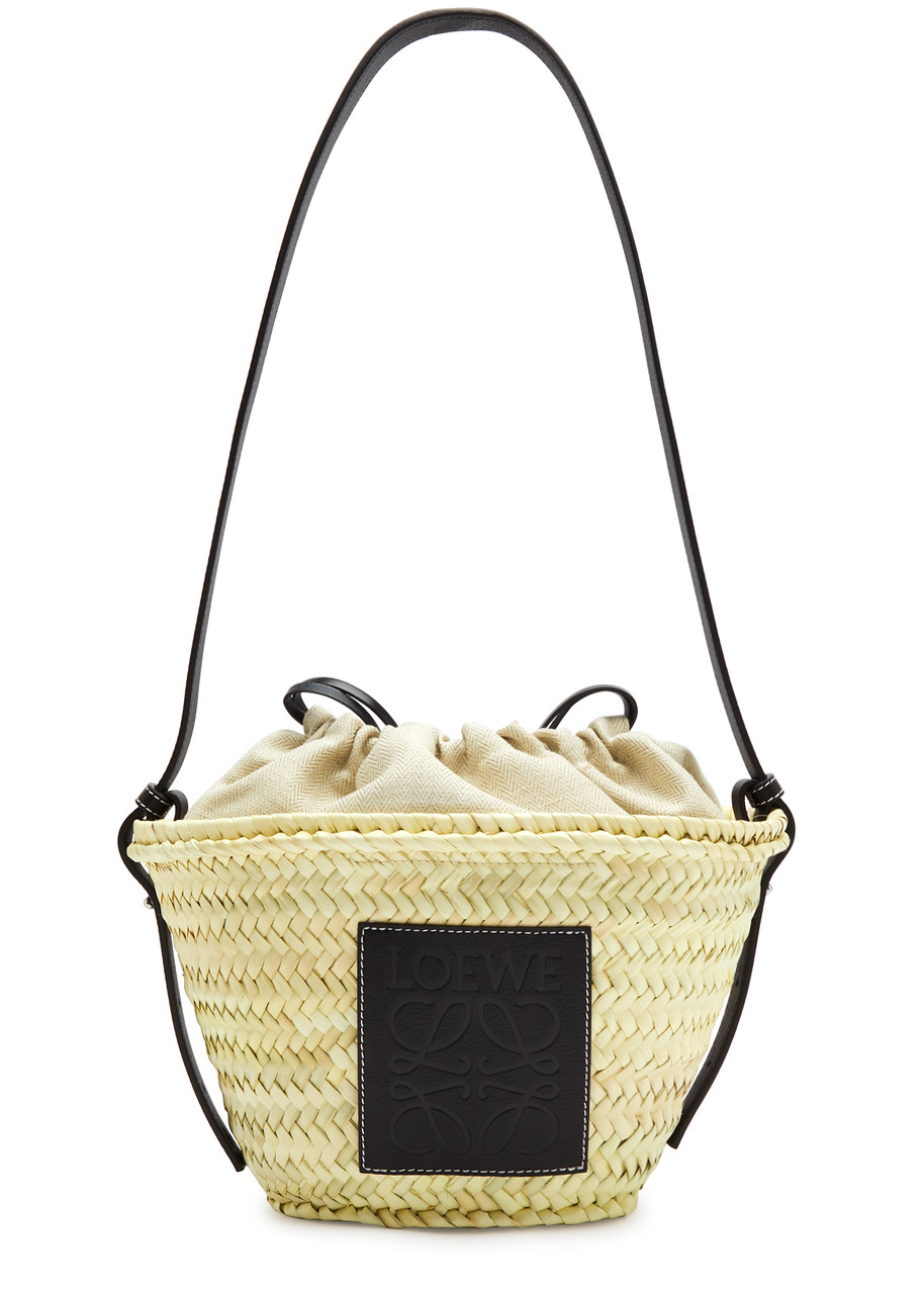 Loewe Canvas and Raffia Basket bag - Black - One Size