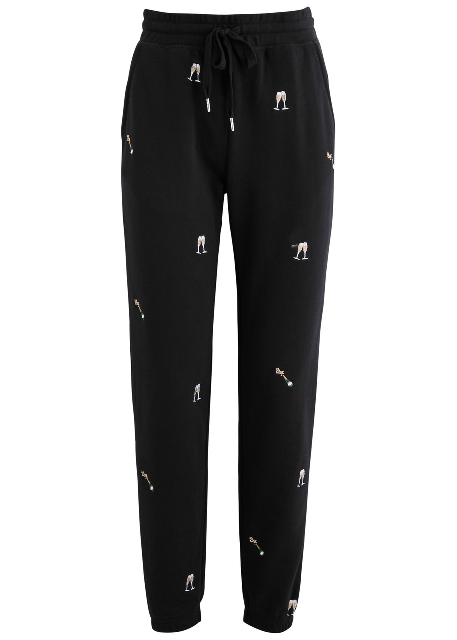Rails Kingston Champagne Embroidery Cotton Joggers In Black