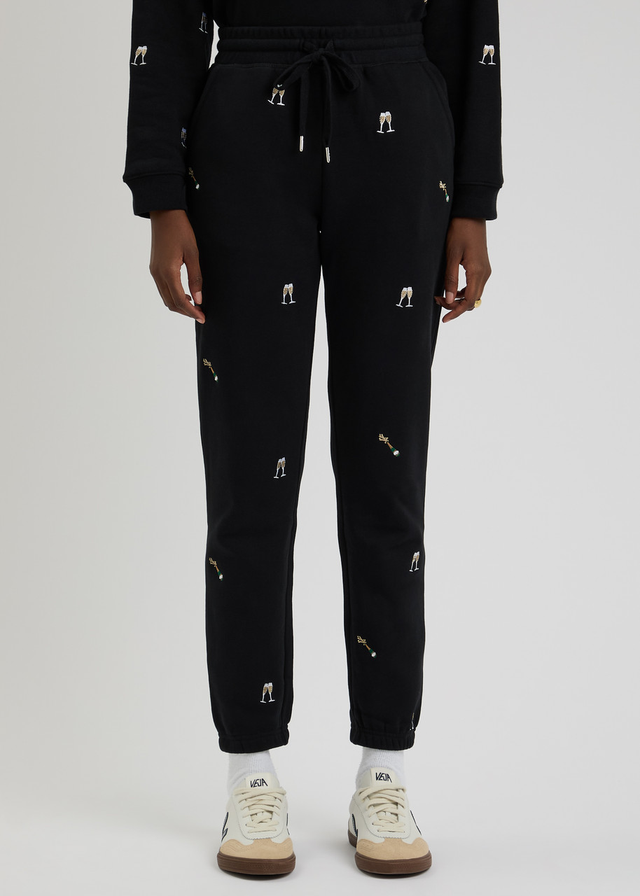 Rails Kingston Champagne Embroidery Cotton Joggers In Black